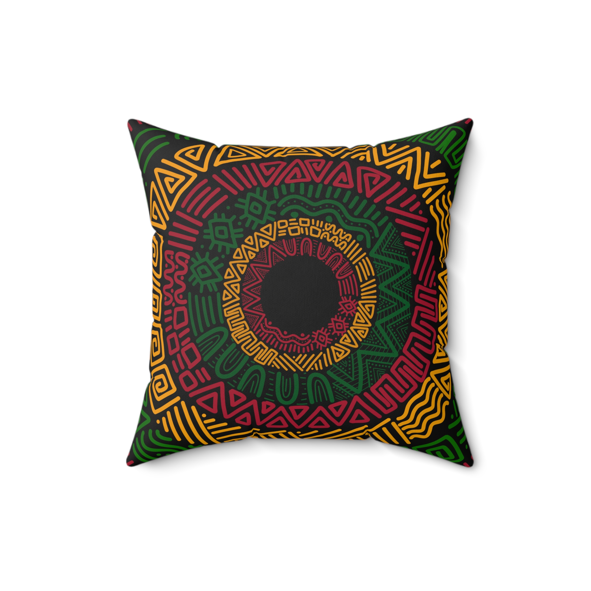 Bohemian Geometric Mandala Faux Suede Pillow - Earthy Tribal Accent Cushion - Image 4