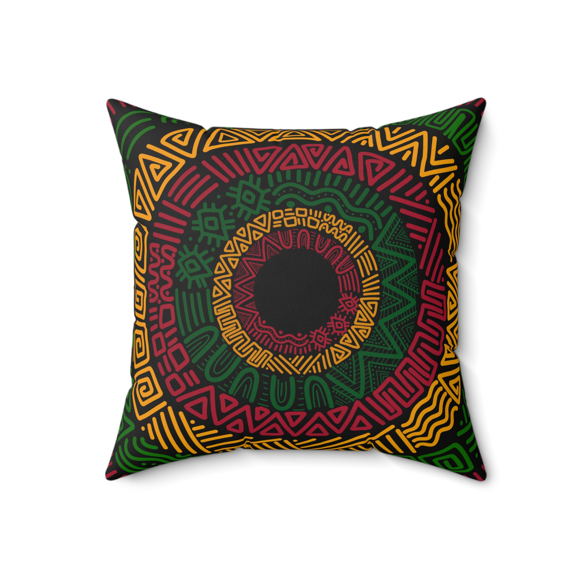 Bohemian Geometric Mandala Faux Suede Pillow - Earthy Tribal Accent Cushion - Image 5