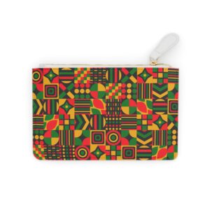 Mini Clutch — Afrocentric Geometric Pattern & “Love Art Life” Zip Pouch