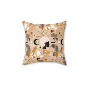 Neutral Geometric Woodland Faux Suede Pillow — Diverse Women