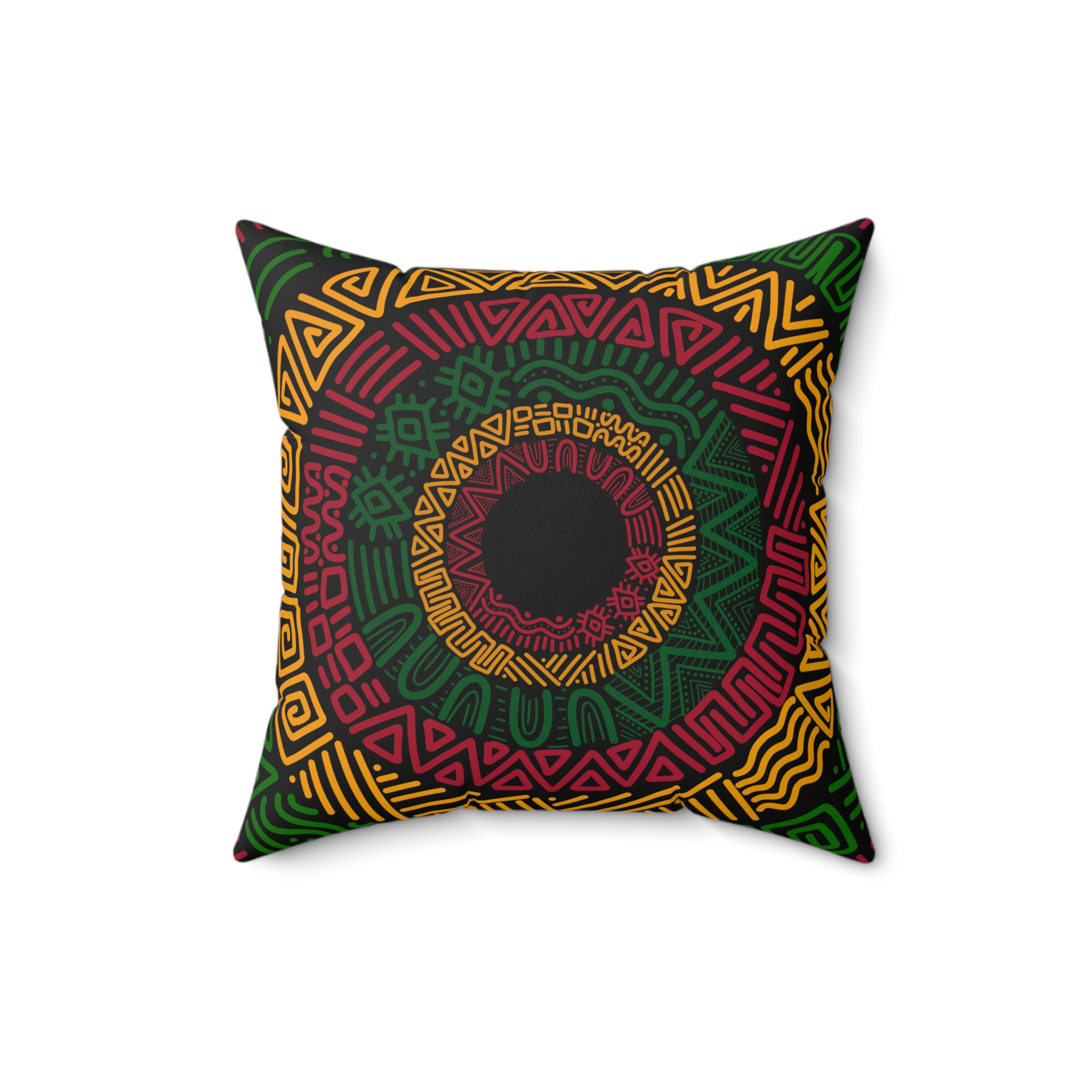 Bohemian Geometric Mandala Faux Suede Pillow - Earthy Tribal Accent Cushion - Image 3