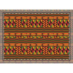 Kente-Inspired Geometric Area Rug — Vibrant African Pattern Floor Mat