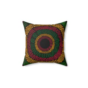 Bohemian Geometric Mandala Faux Suede Pillow - Earthy Tribal Accent Cushion