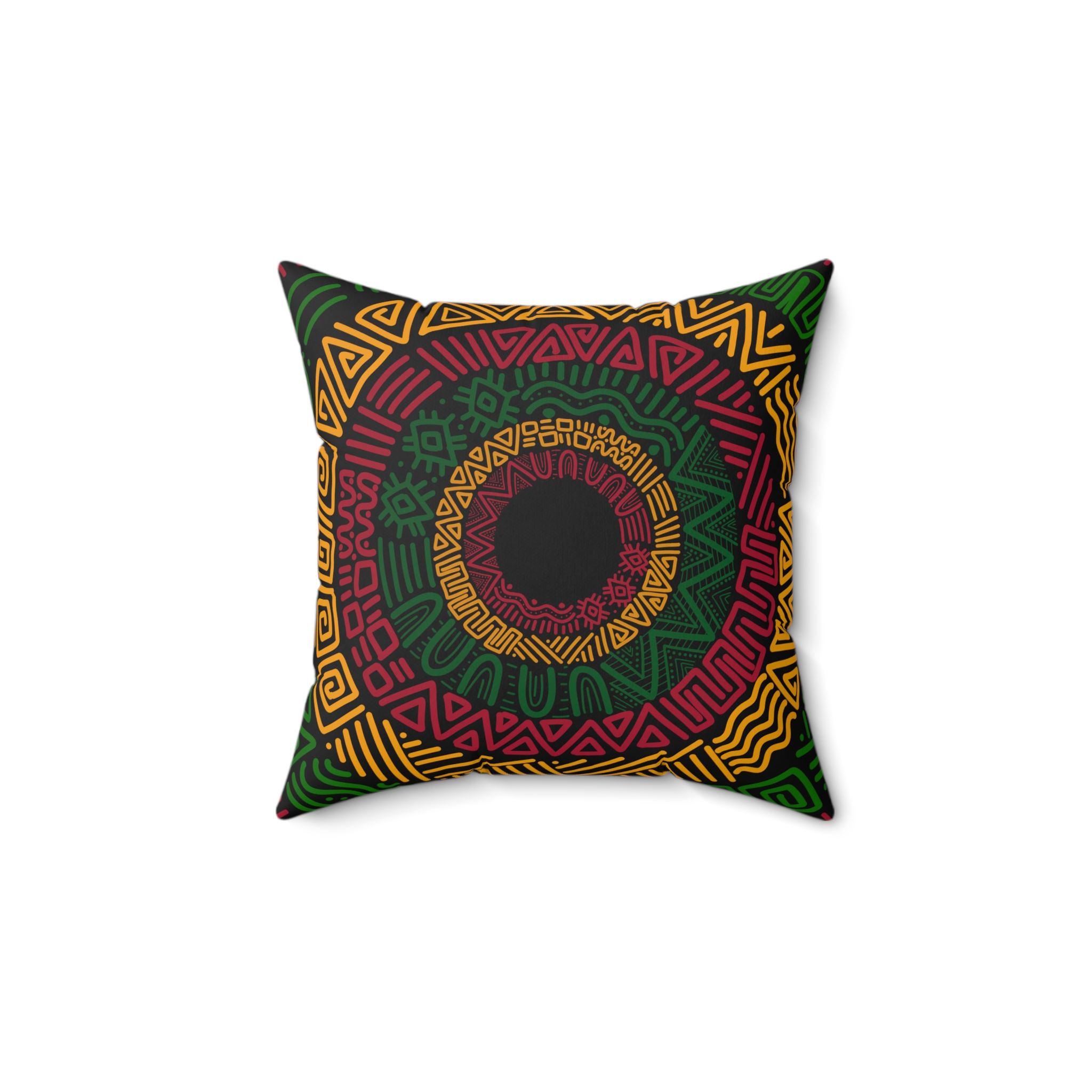 Bohemian Geometric Mandala Faux Suede Pillow - Earthy Tribal Accent Cushion