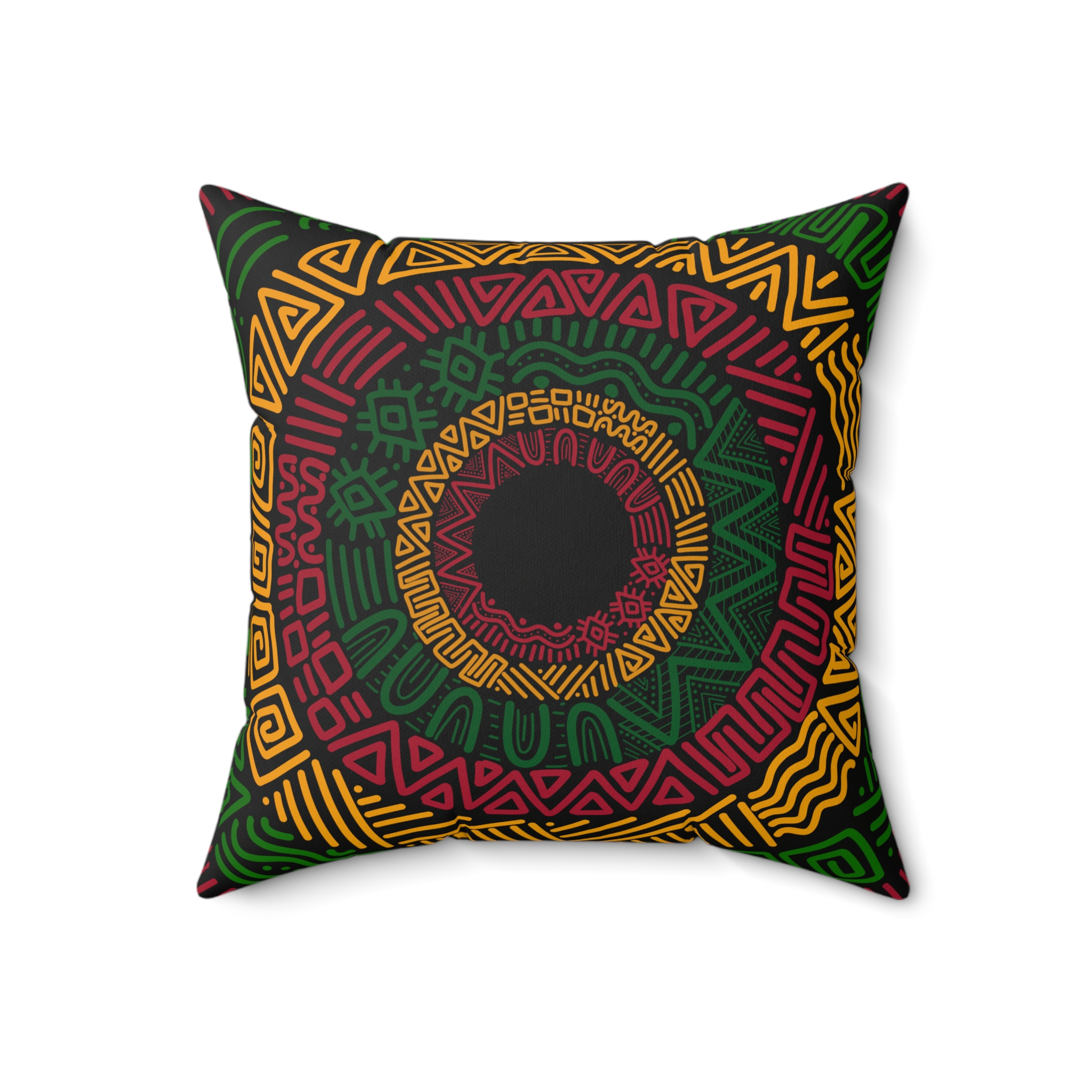 Bohemian Geometric Mandala Faux Suede Pillow - Earthy Tribal Accent Cushion - Image 6