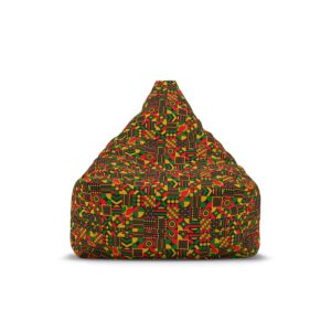 Geometric Afrocentric Pattern Bean Bag Cover — Vibrant Red, Green & Yellow Tribal Design