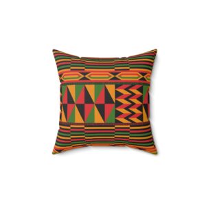 Kente-Inspired Faux Suede Pillow — African Designed Throw Cushion