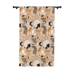 Abstract Geometric Beige Window Curtain – Diverse Women