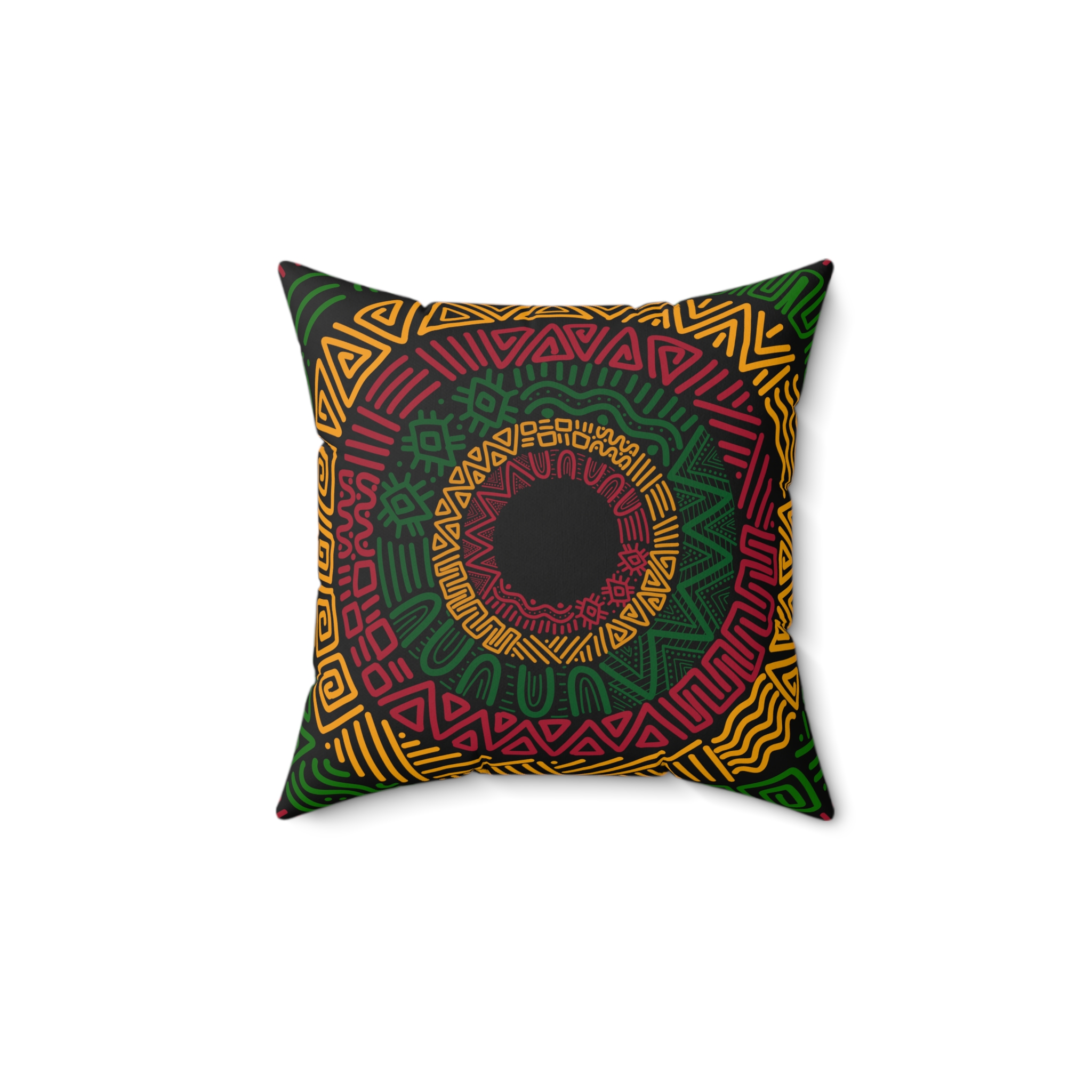 Bohemian Geometric Mandala Faux Suede Pillow - Earthy Tribal Accent Cushion - Image 2