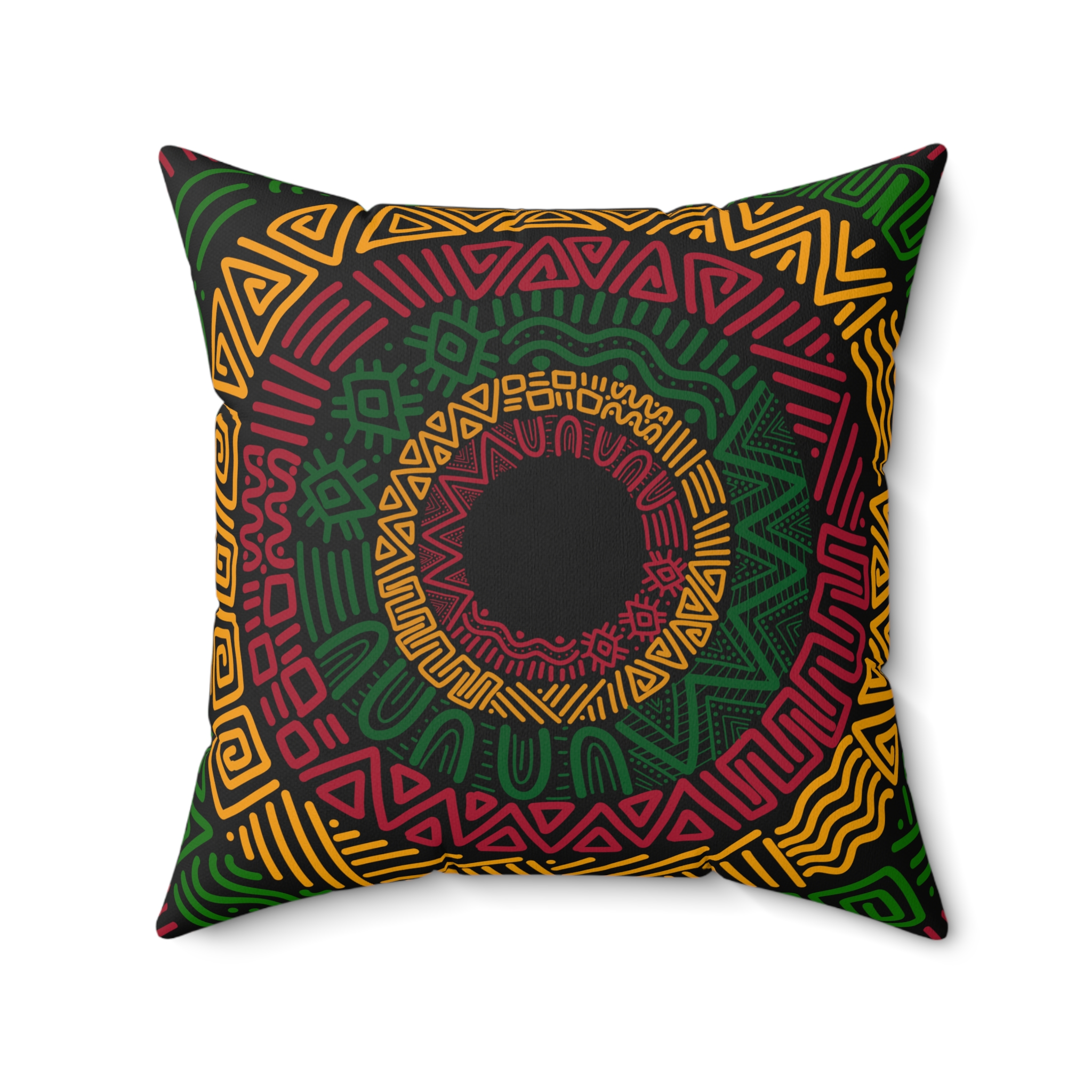 Bohemian Geometric Mandala Faux Suede Pillow - Earthy Tribal Accent Cushion - Image 7